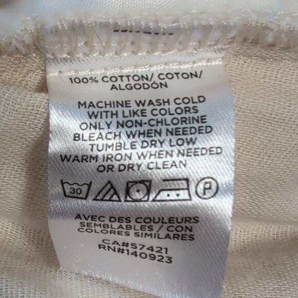 LOFT Pull On Pants Women’s Large Beige Paperbag Waist Casual Lightweight Cotton - Picture 15 of 16